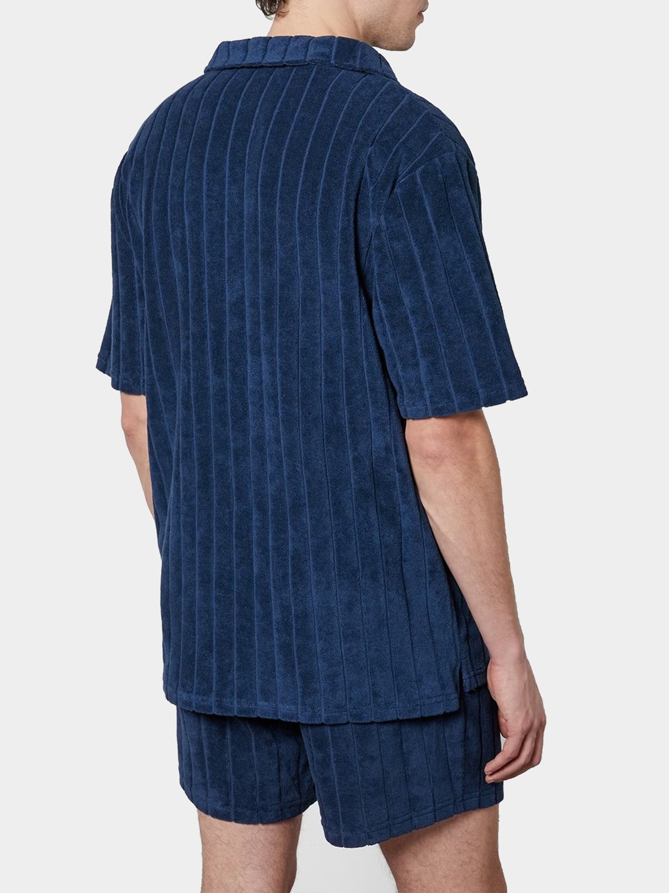 Mens Navy Toweling Polo Shirt
