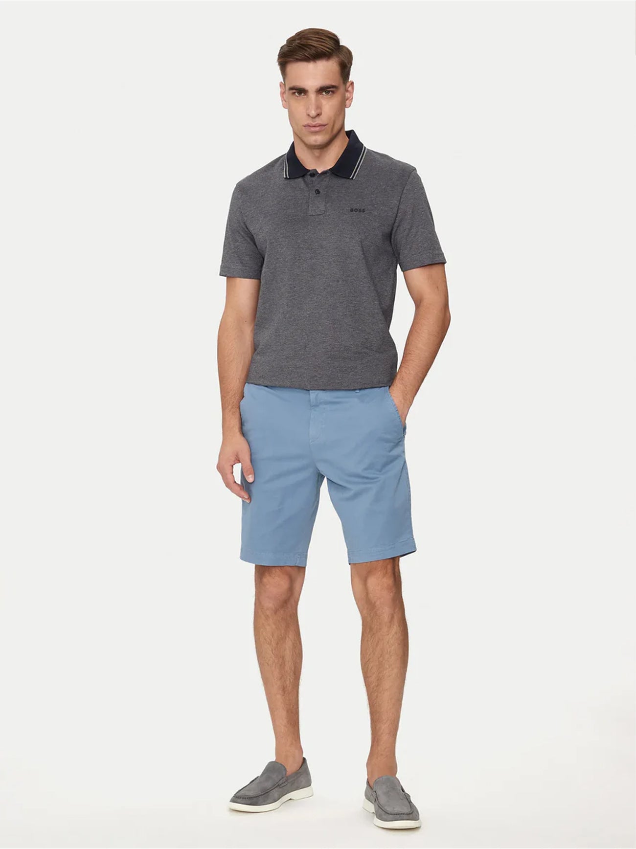 Mens Light Pastel Blue Slim Fit Slice Short