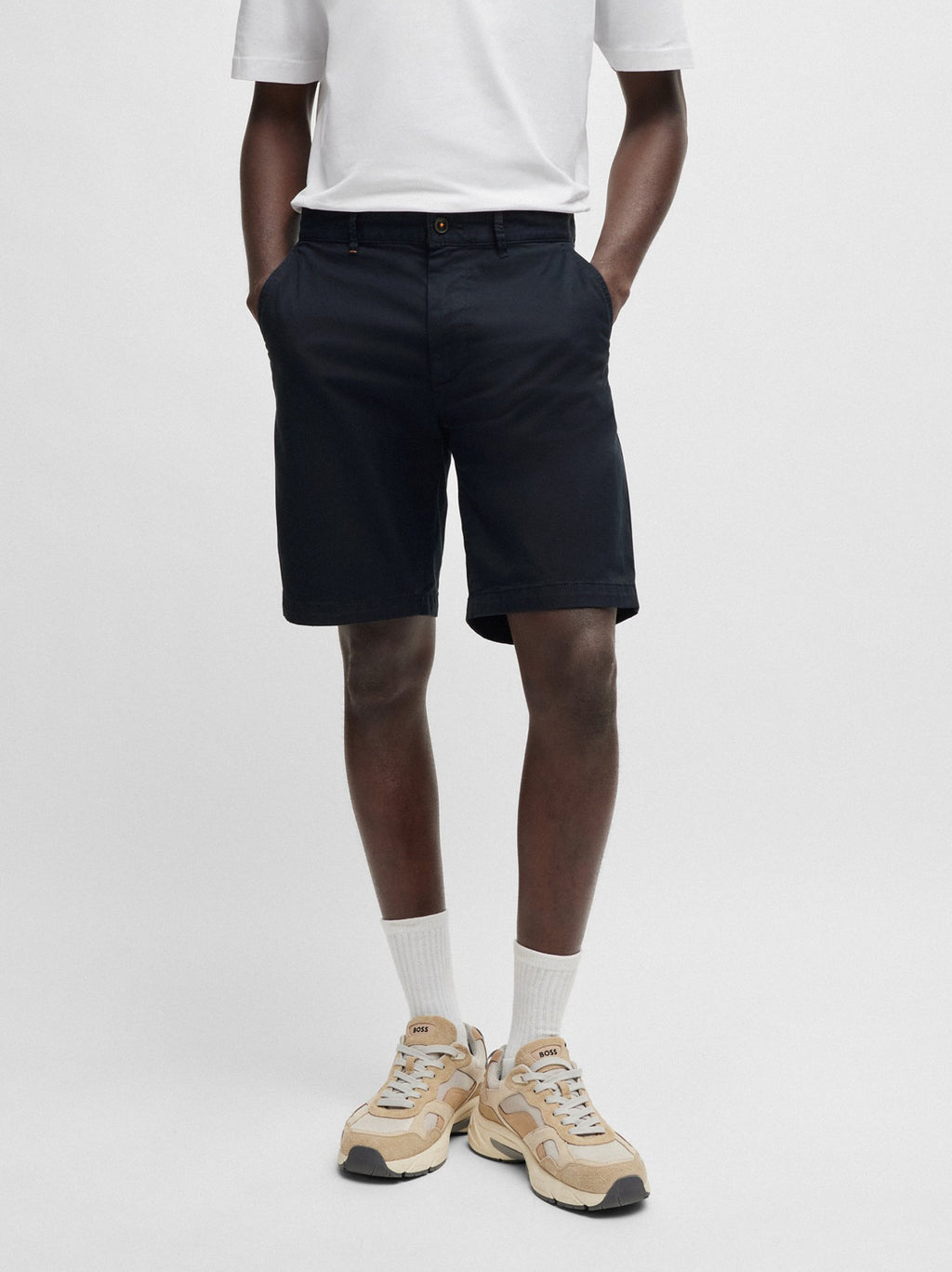 Mens Dark Blue Slim Fit Chino Short