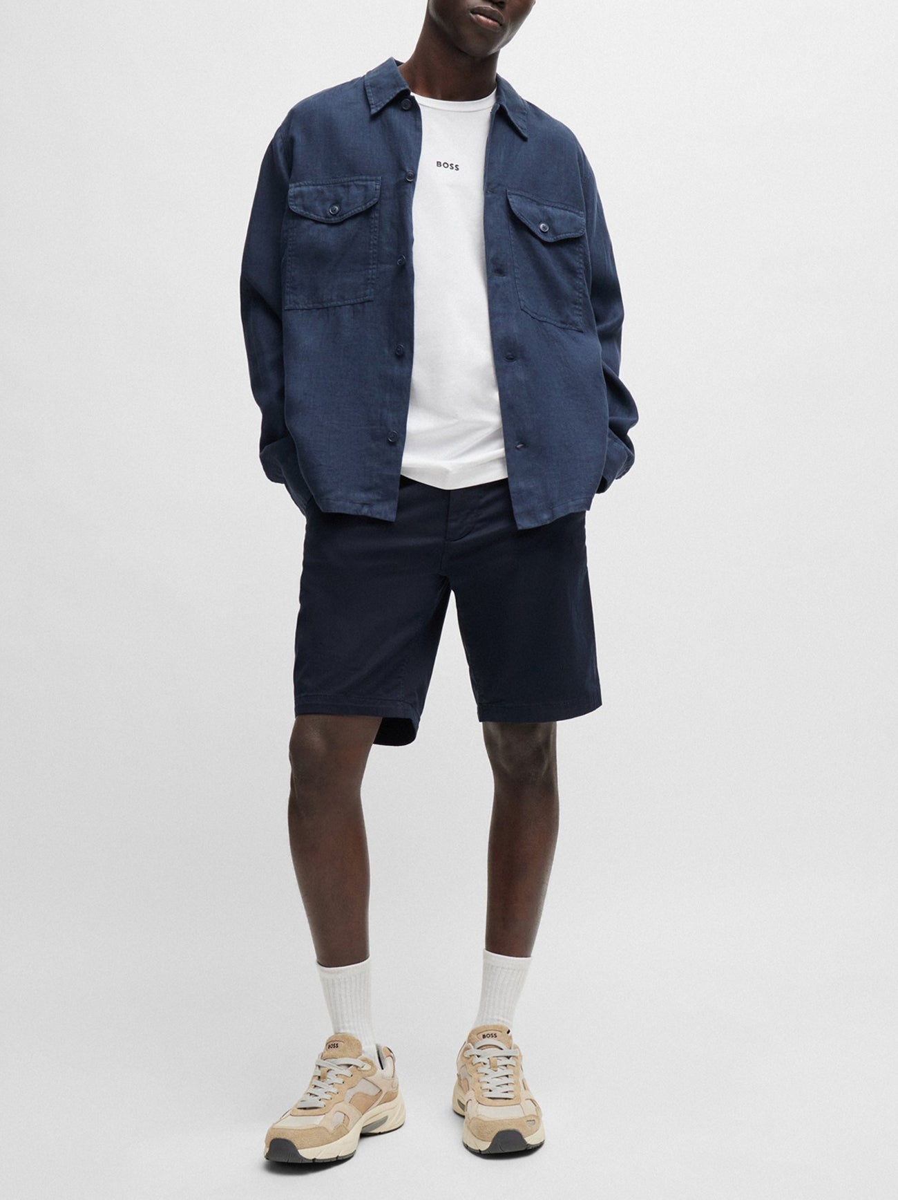 Mens Dark Blue Slim Fit Chino Short