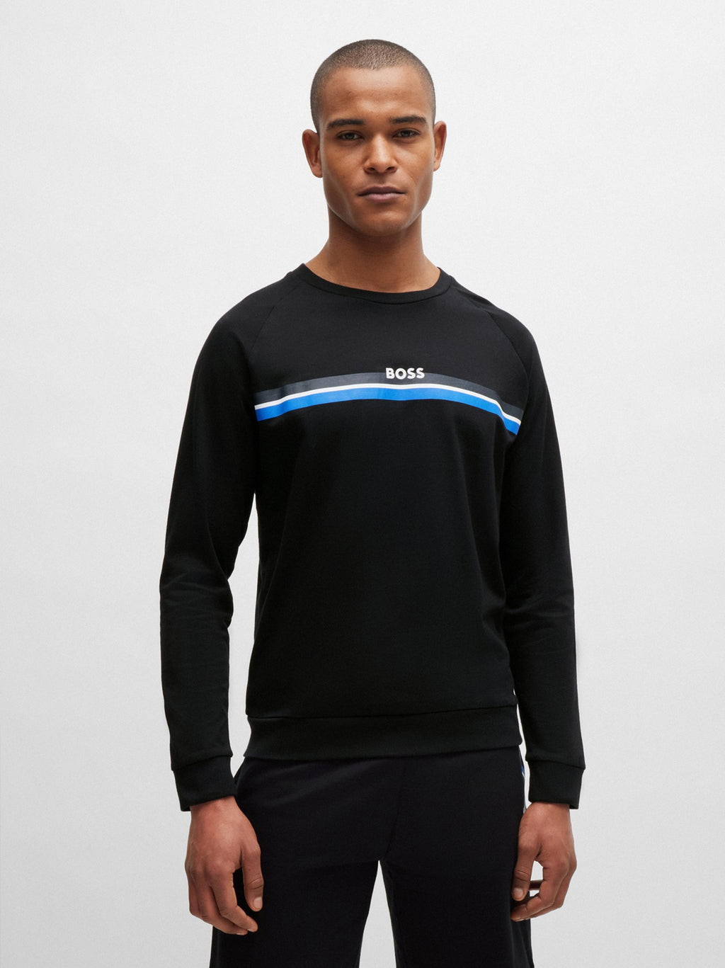 Mens Black Authentic Full Stripe Sweatshirt
