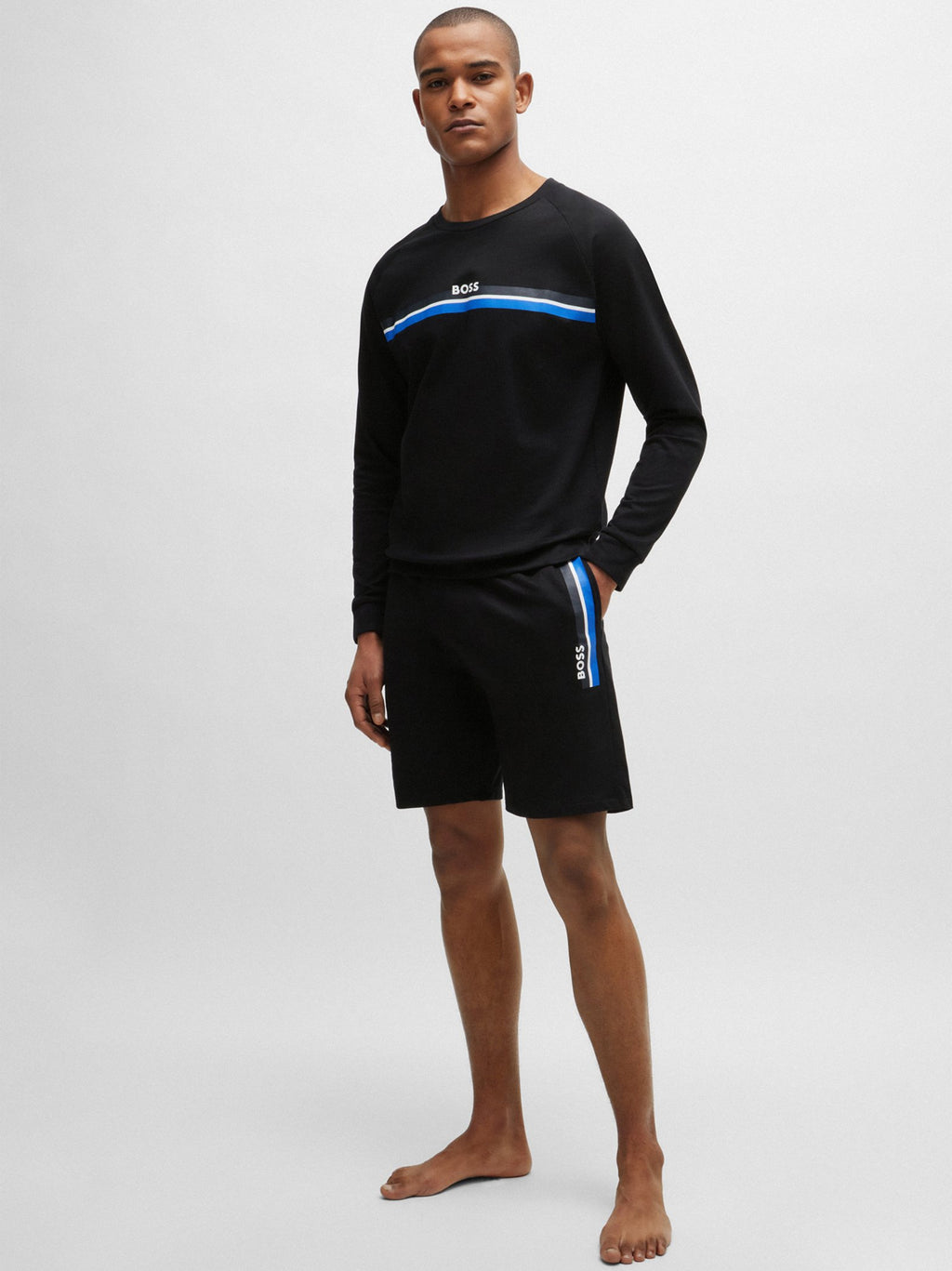 Mens Black Authentic Full Stripe Sweatshirt