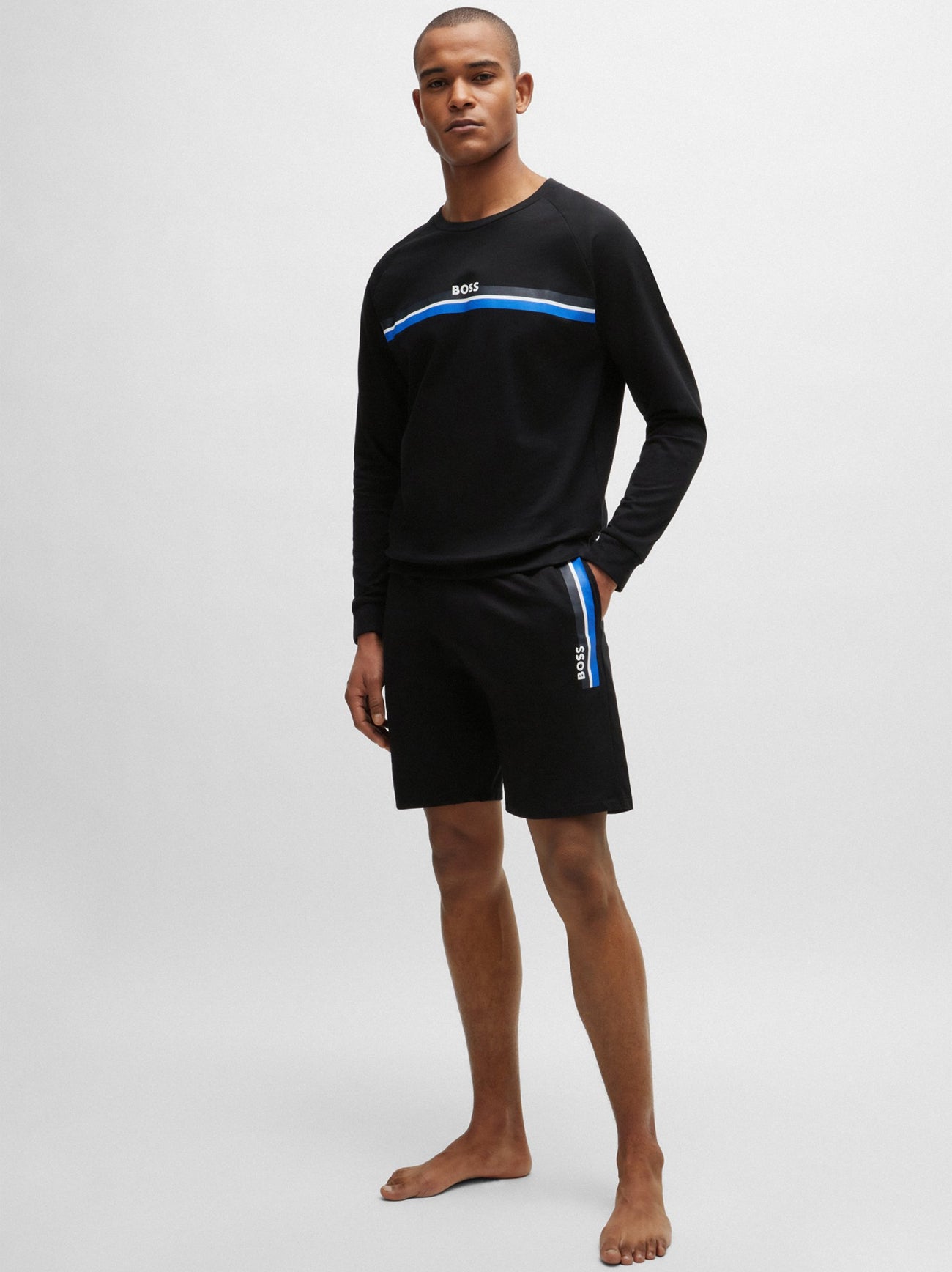 Mens Black Authentic Full Stripe Sweatshirt