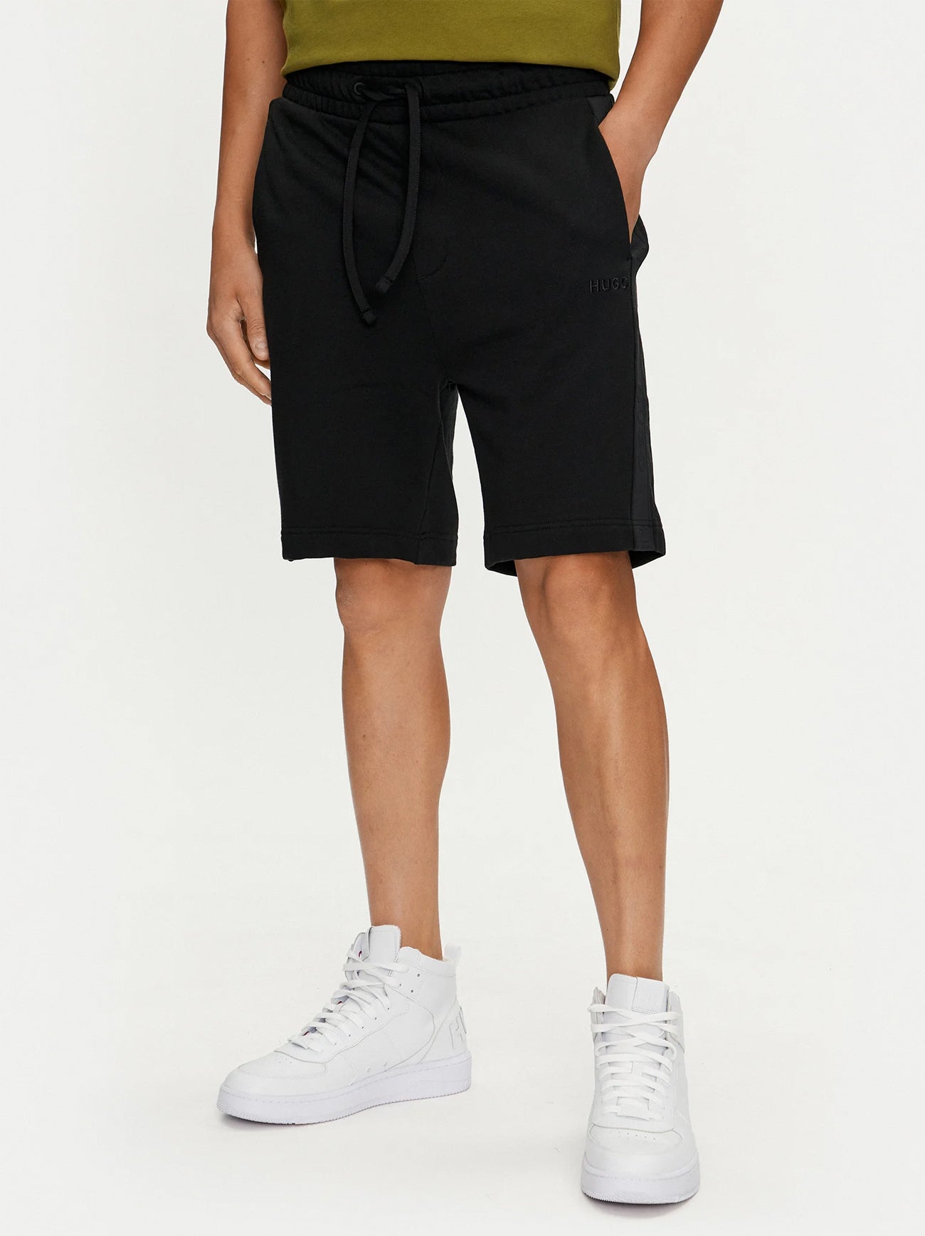 Mens Black Cotton Terry Tonal Logo Short