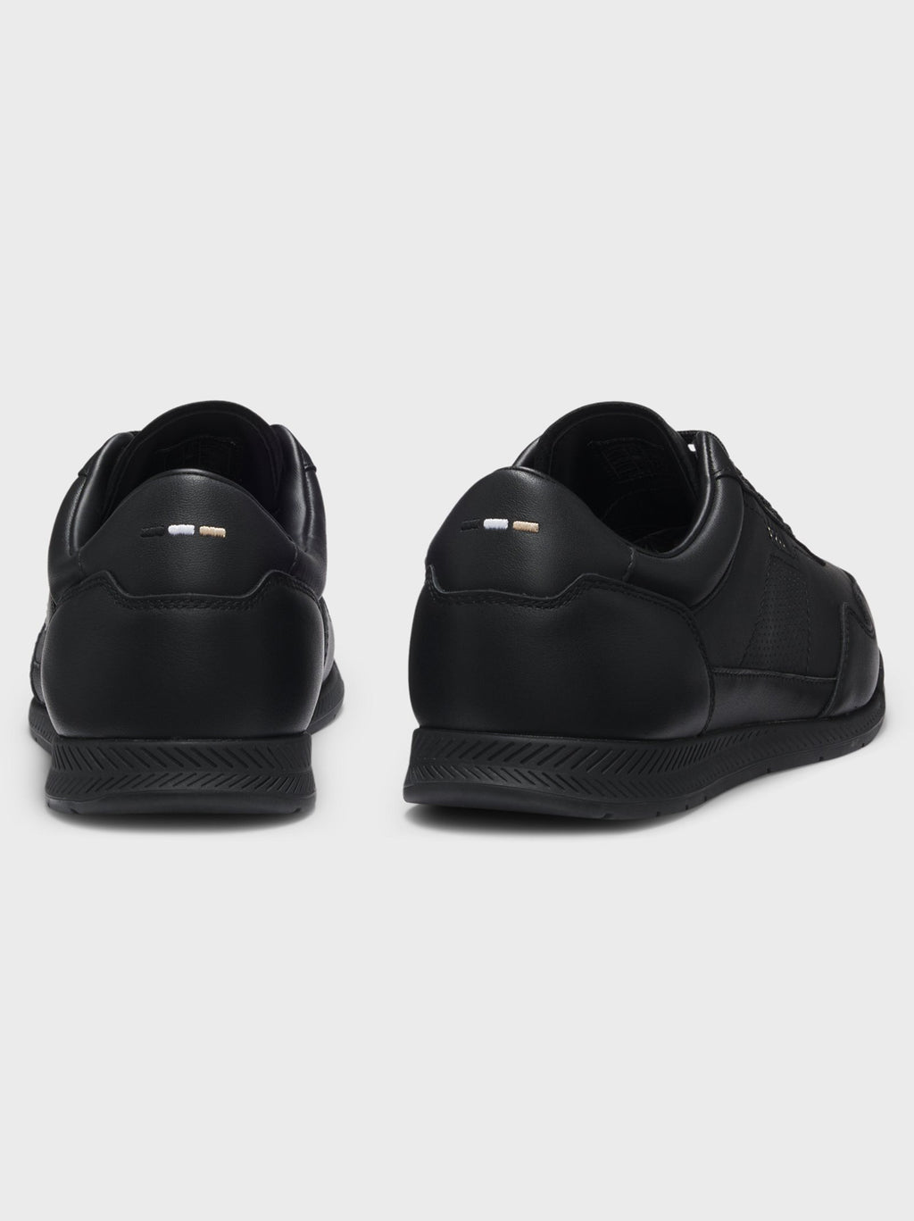 Mens Black Titanium Nappa Leather Trainer