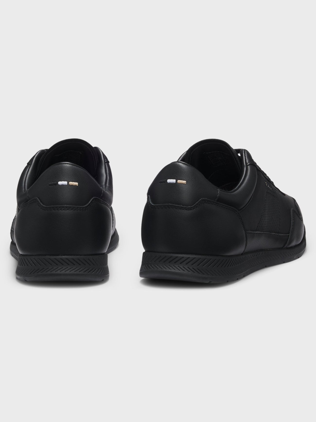 Mens Black Titanium Nappa Leather Trainer
