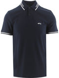 Mens Dark Blue Paul Curved Logo Golf Polo Shirt