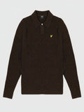 Mens Bottle Brown Marl Lambswool Blend Rugby Jumper