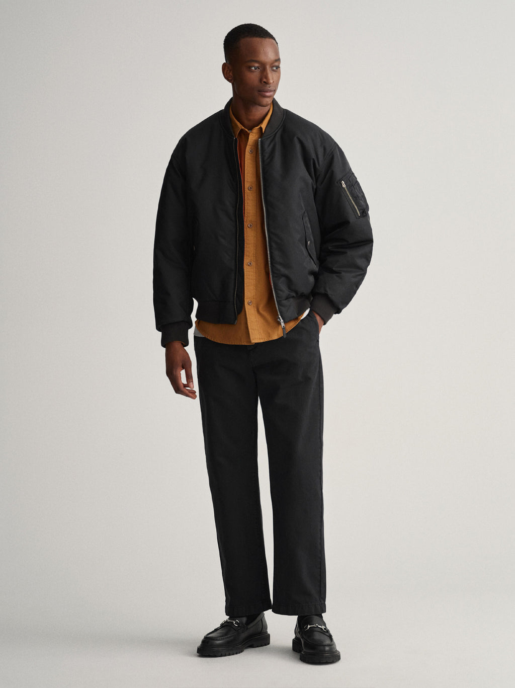 Mens Black Reversible Bomber Jacket