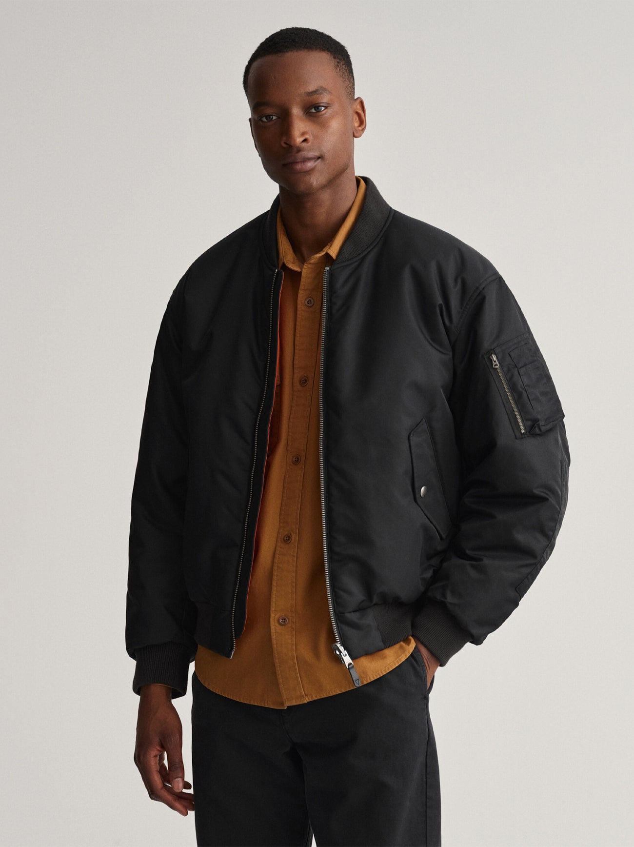 Mens Black Reversible Bomber Jacket