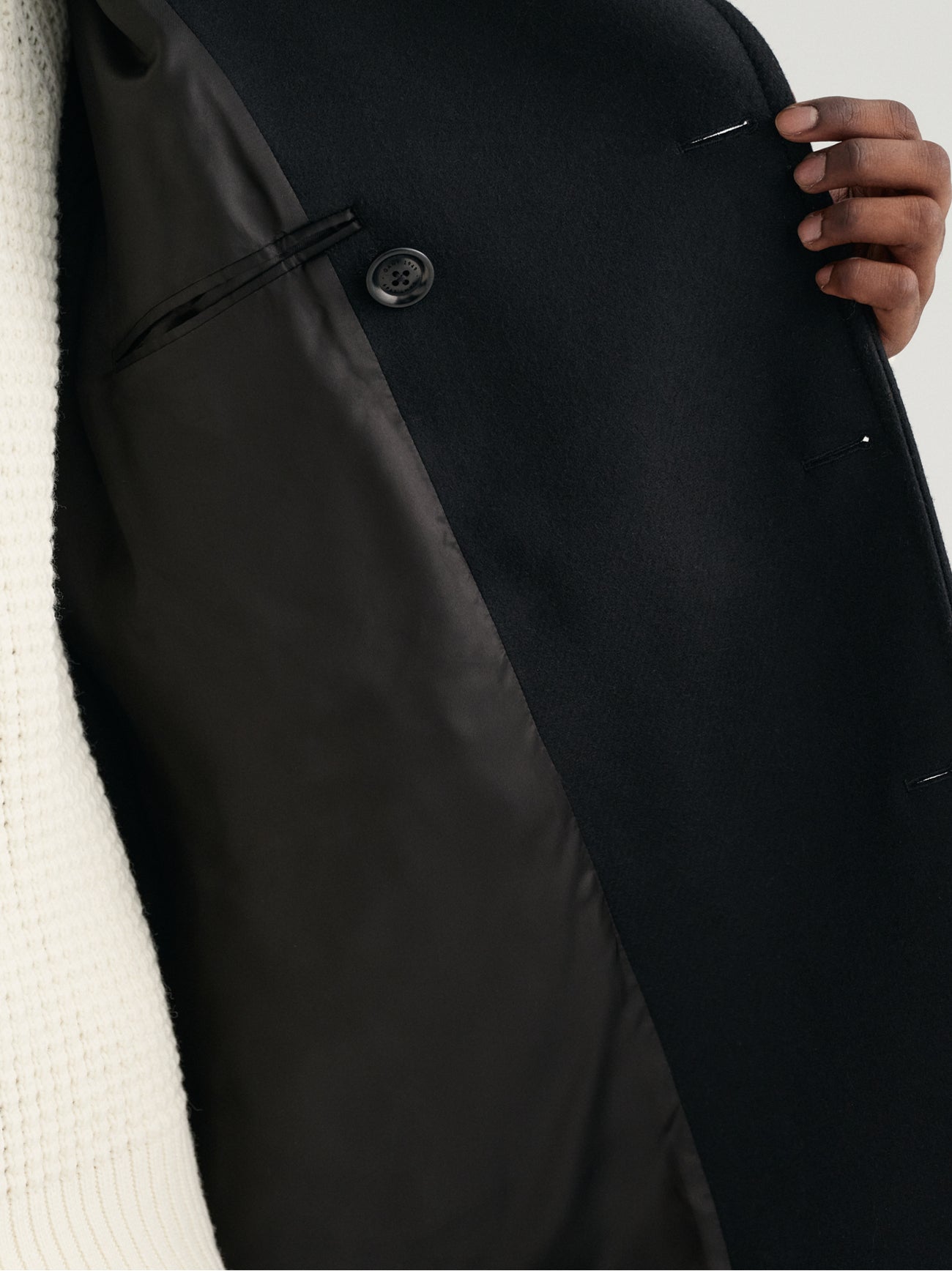 Mens Ebony Black Oversized Wool Peacoat