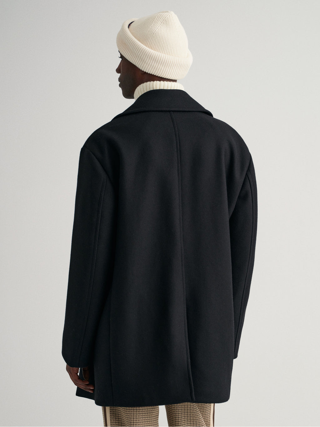 Mens Ebony Black Oversized Wool Peacoat