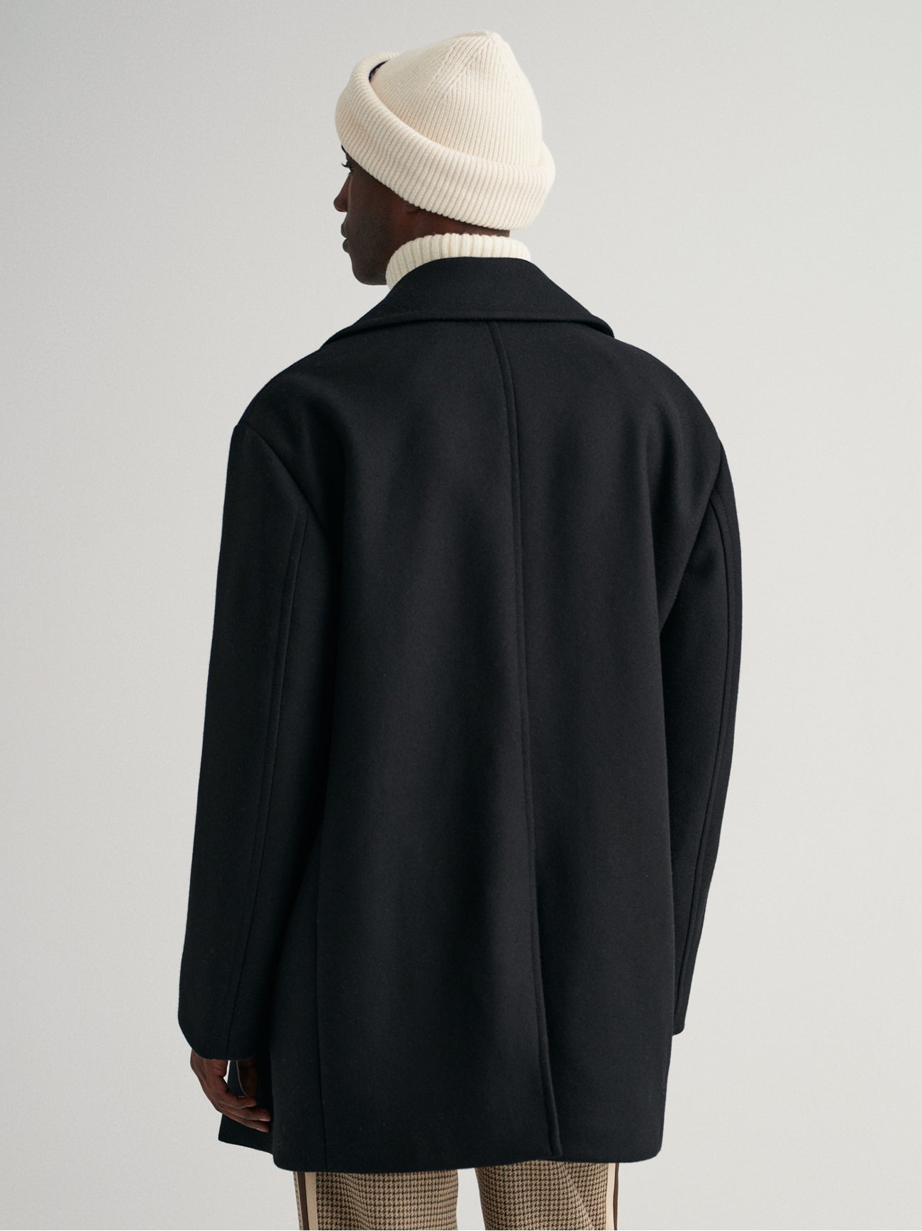 Mens Ebony Black Oversized Wool Peacoat