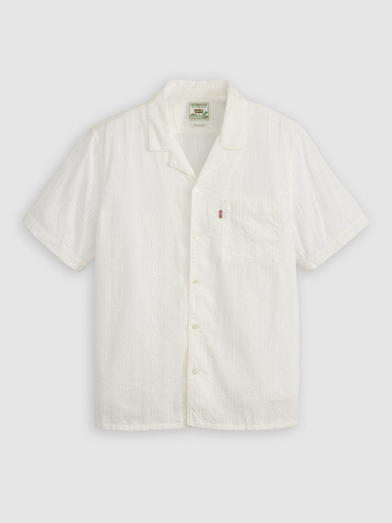 Mens Ember Detail Stripe V3 Bright White The Sunset Camp Shirt