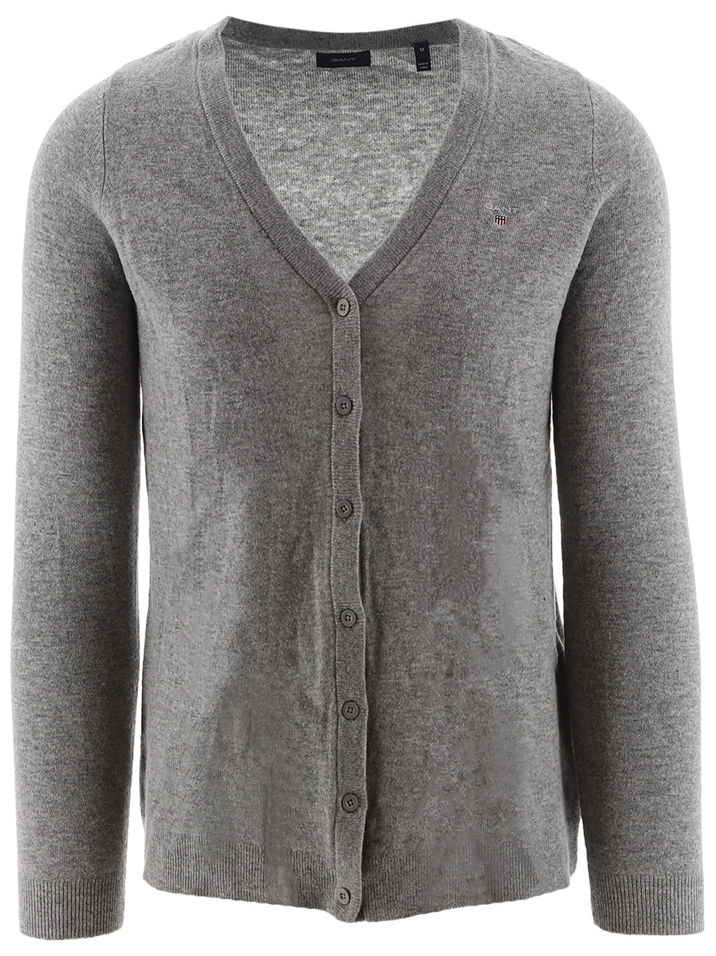Womens Grey Melange Lambswool Blend V-Neck Cardigan