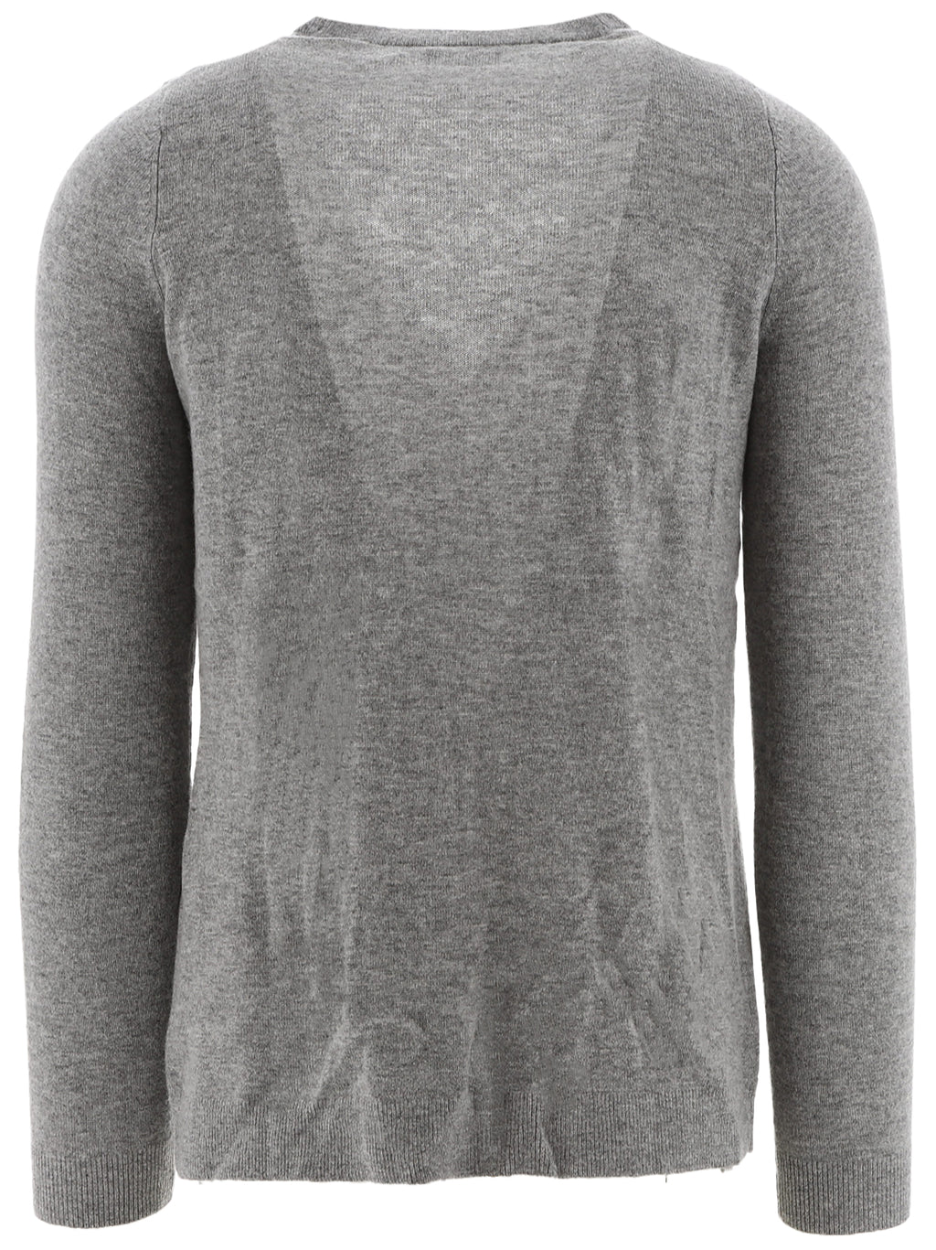 Womens Grey Melange Lambswool Blend V-Neck Cardigan