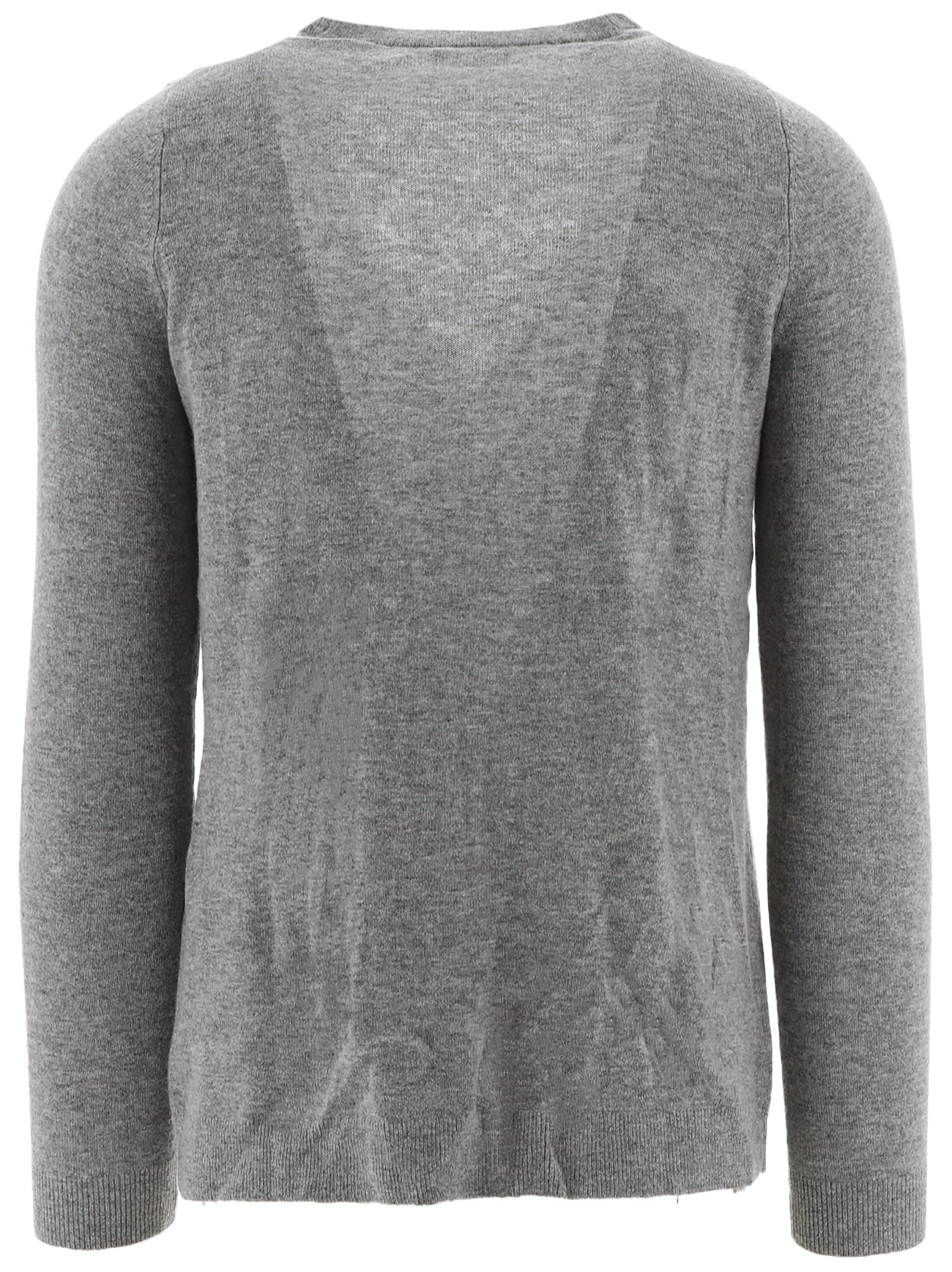 Womens Grey Melange Lambswool Blend V-Neck Cardigan