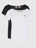 Womens White Mineral Black 2 Pack Crew Neck T-Shirt
