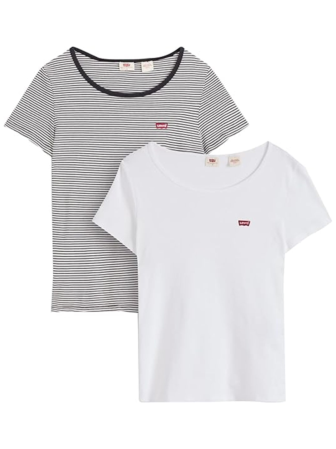 Womens White & Annalise Stripe 2 Pack Crew Neck T-Shirt