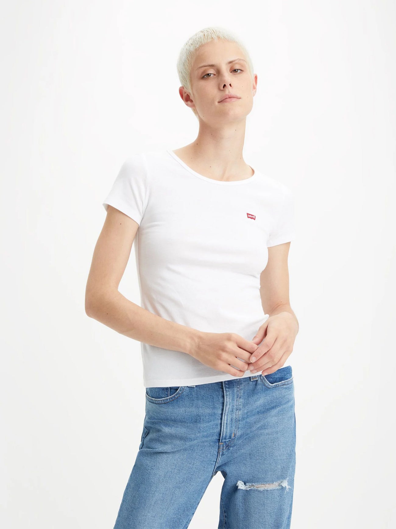 Womens White & White 2 Pack Crew Neck T-Shirt