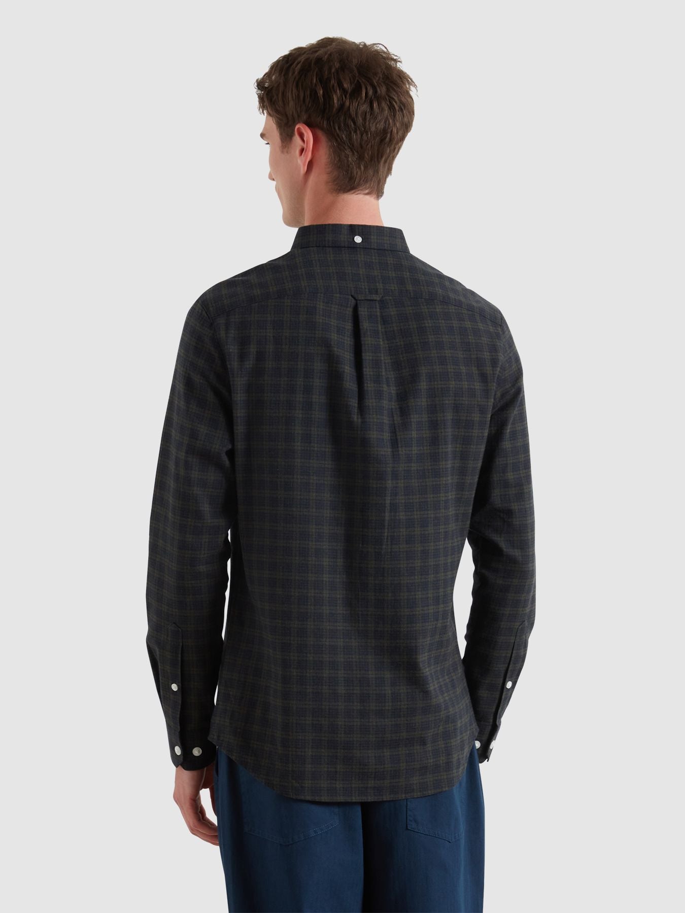 Mens True Navy Marl Milners Windowpane Shirt