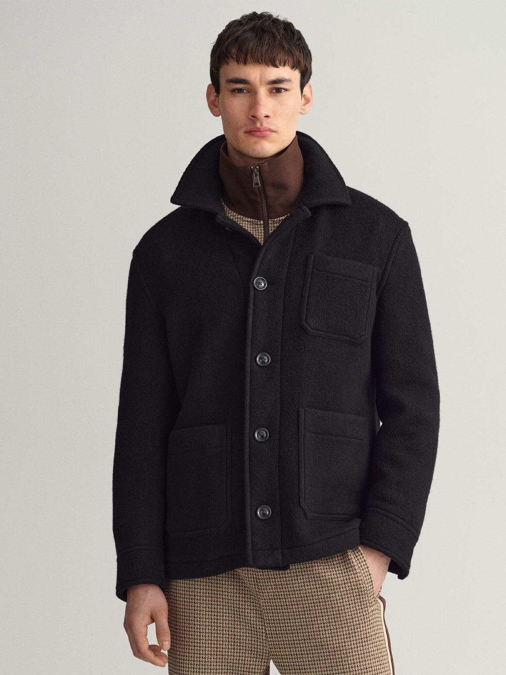 Mens Black Short Wool Jacket