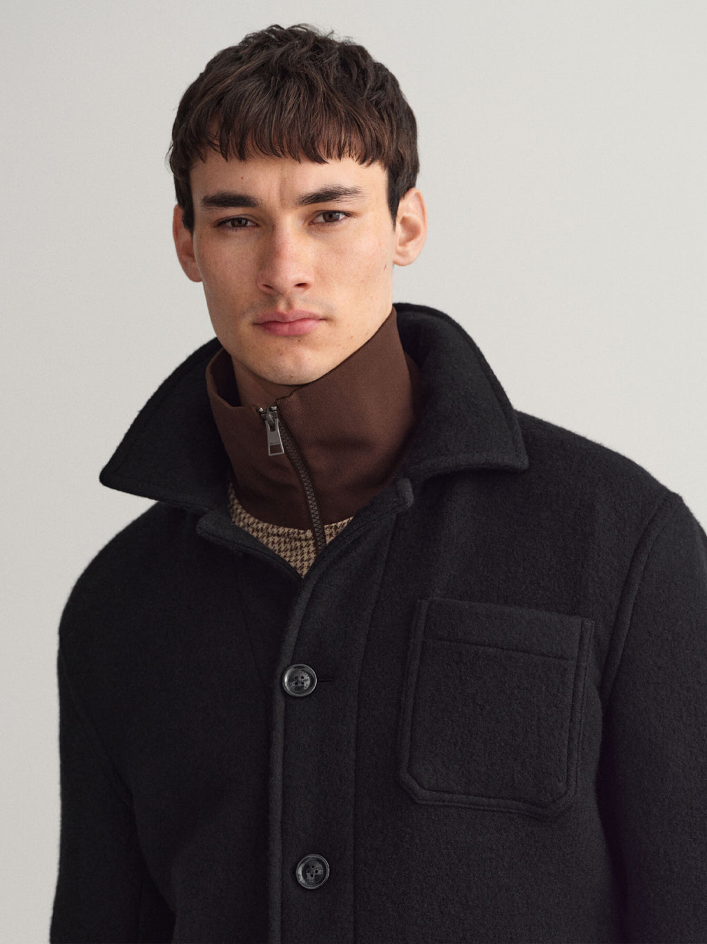 Mens Black Short Wool Jacket