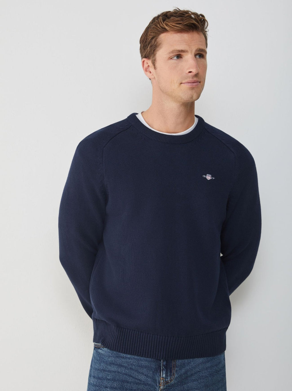 Mens Evening Blue Casual Cotton Crew Neck Sweatshirt