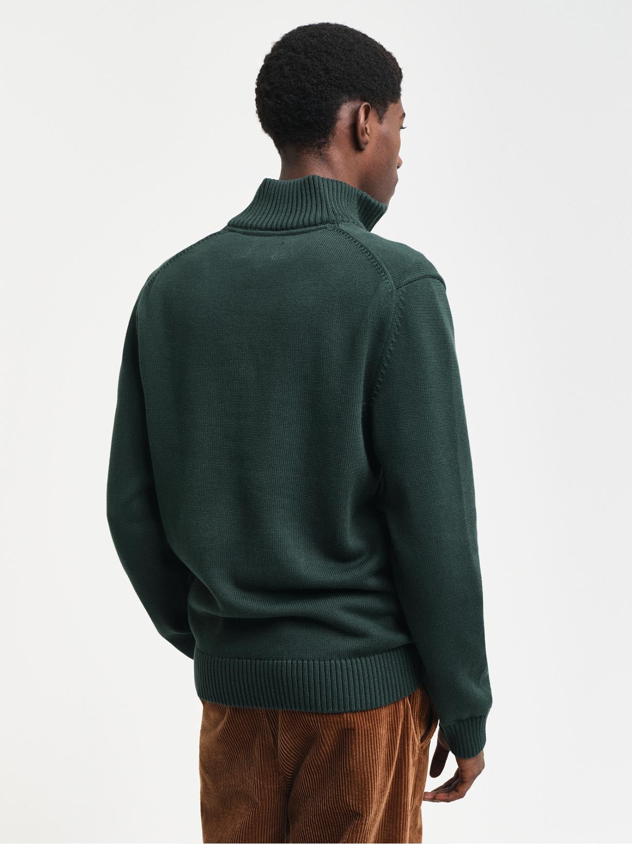 Mens Tartan Green Casual Cotton Half Zip Sweatshirt