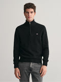 Mens Black Casual Cotton Half Zip Sweatshirt