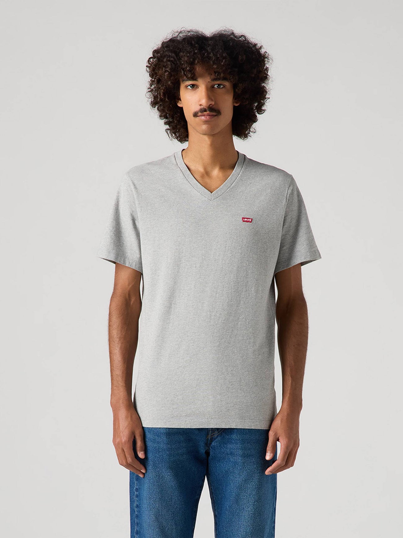 Mens Mid Tone Grey Heather Original -Neck Top