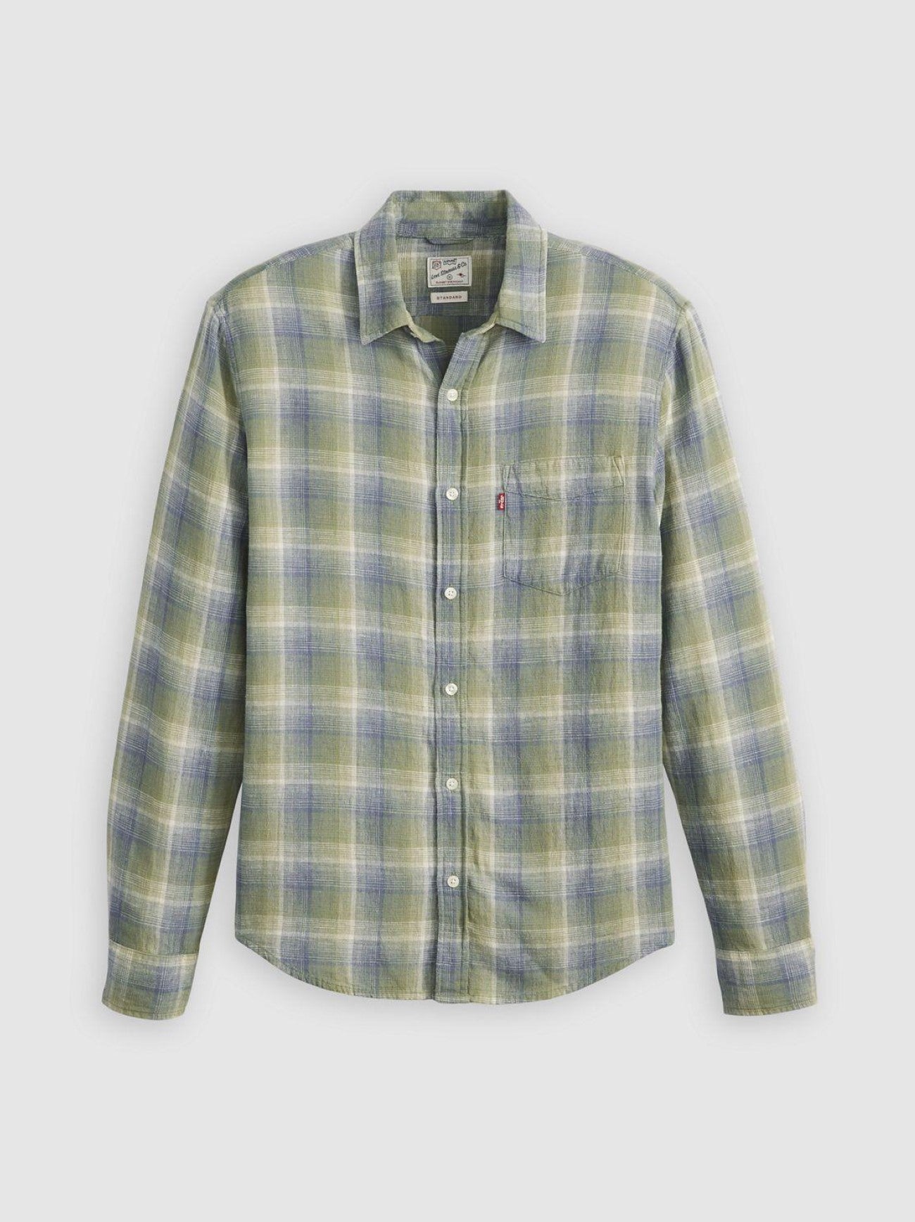 Mens Nolan Plaid Sage Sunset 1 Pocket Standard Shirt