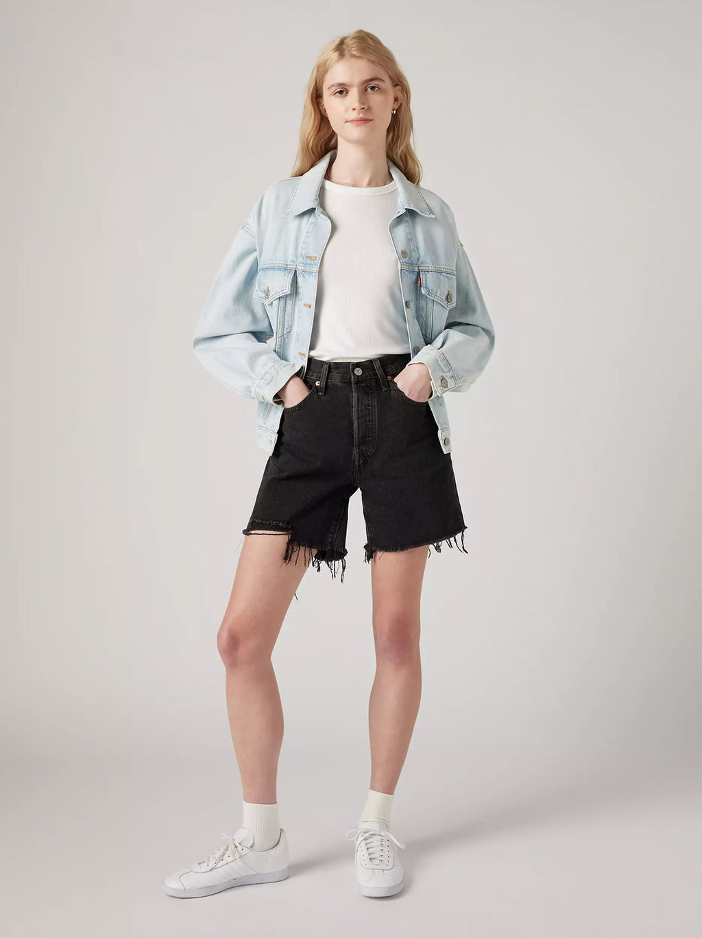 Womens Lunar Black 501 Mid Thigh Short