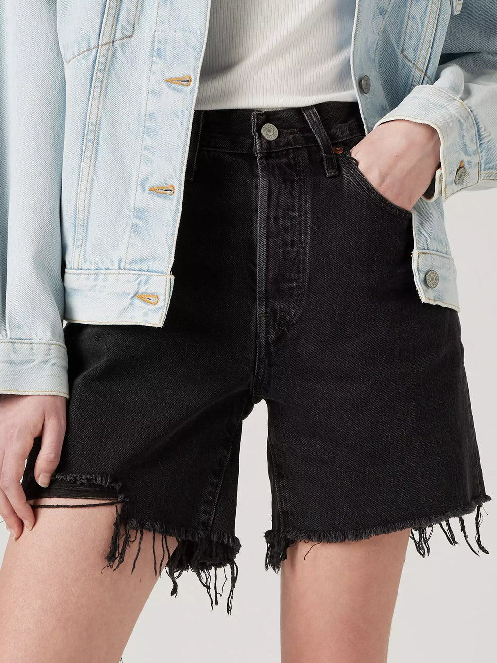 Womens Lunar Black 501 Mid Thigh Short