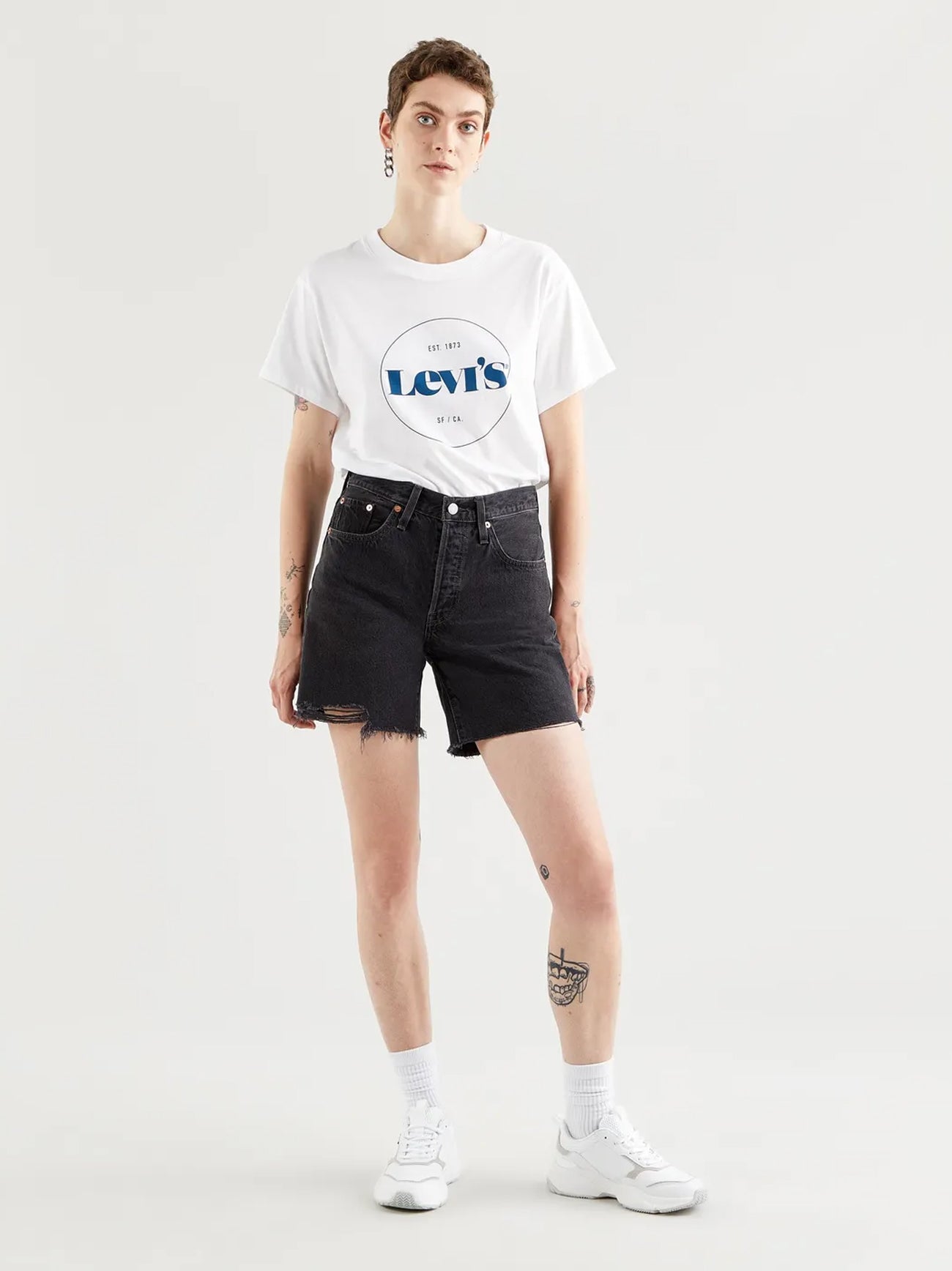 Womens Lunar Black 501 Mid Thigh Short