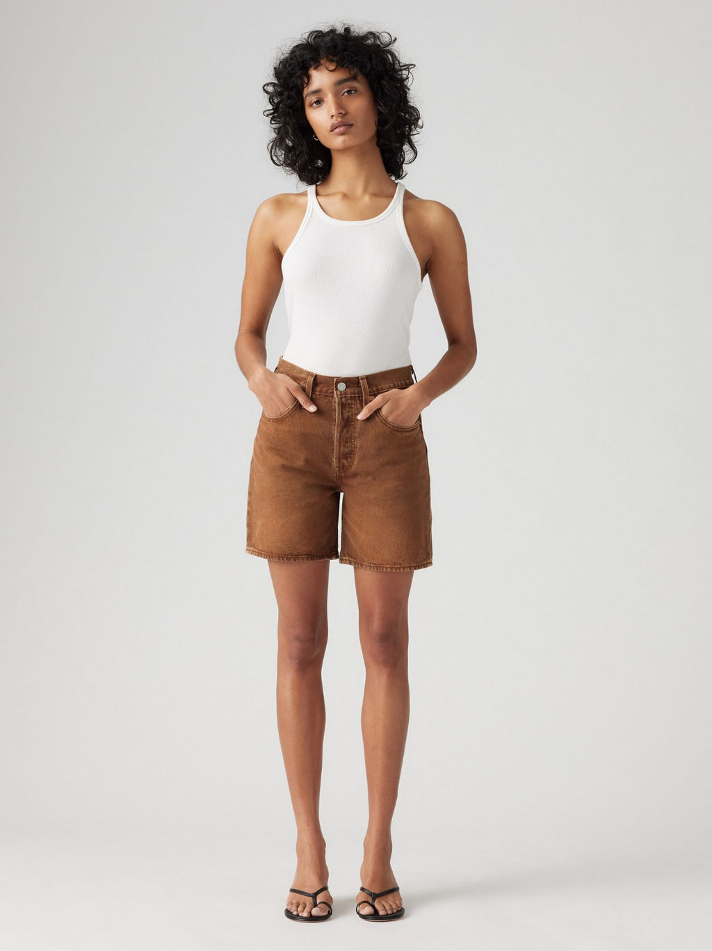 Womens Scraped Sorrel Horse Shrt 501 Mid Thigh Short