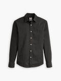 Mens Jet Black Long Sleeve Battery Slim Shirt