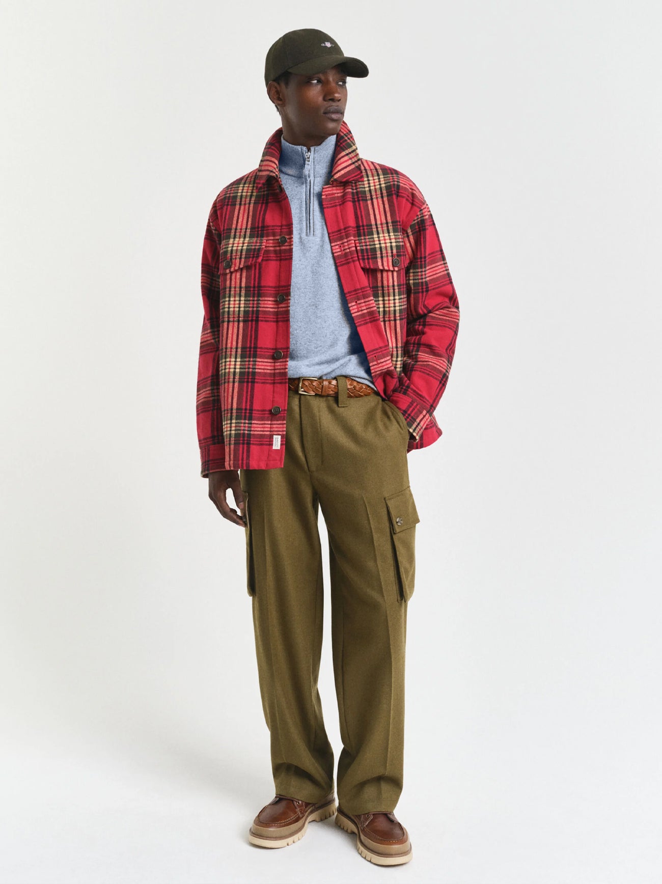 Mens Ice Blue Melange Superfine Lambswool Half Zip Sweater