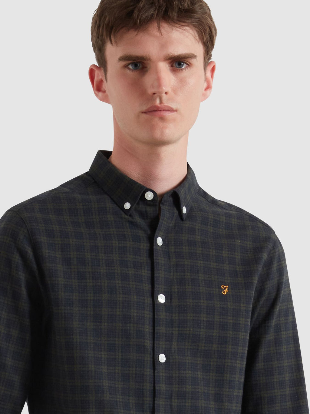 Mens True Navy Marl Milners Windowpane Shirt