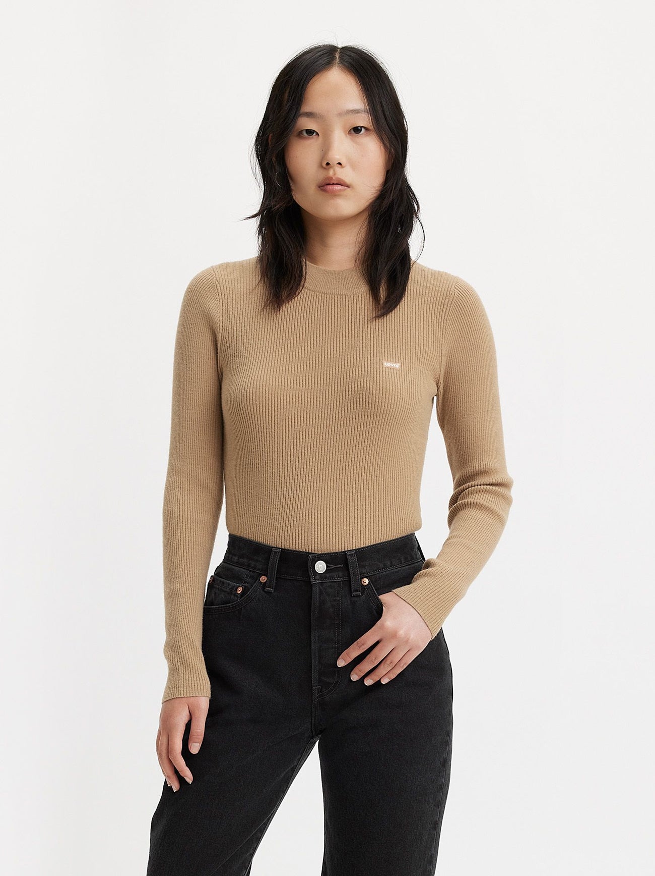 Womens Travertine Rib Crew Sweater