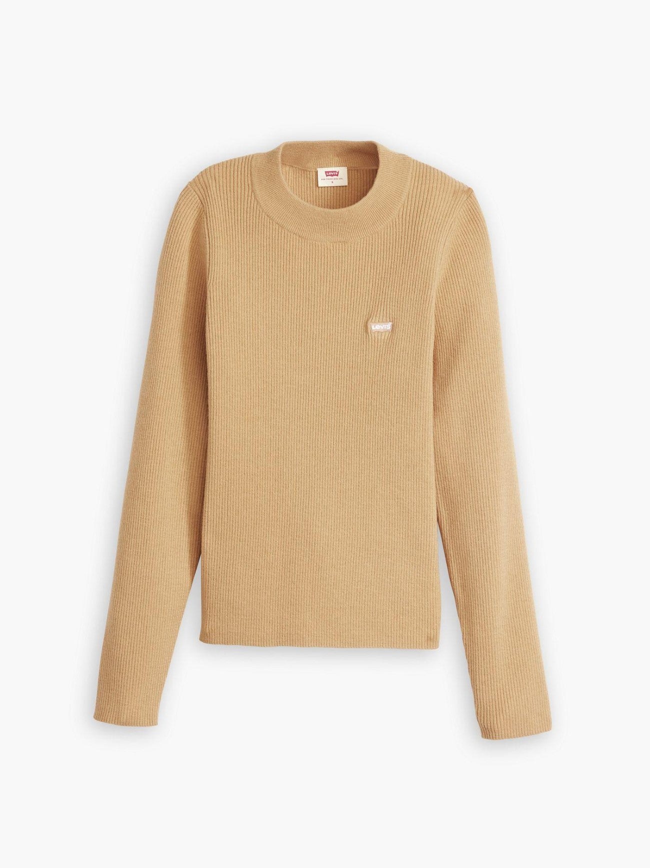 Womens Tan Rib Crew Sweater