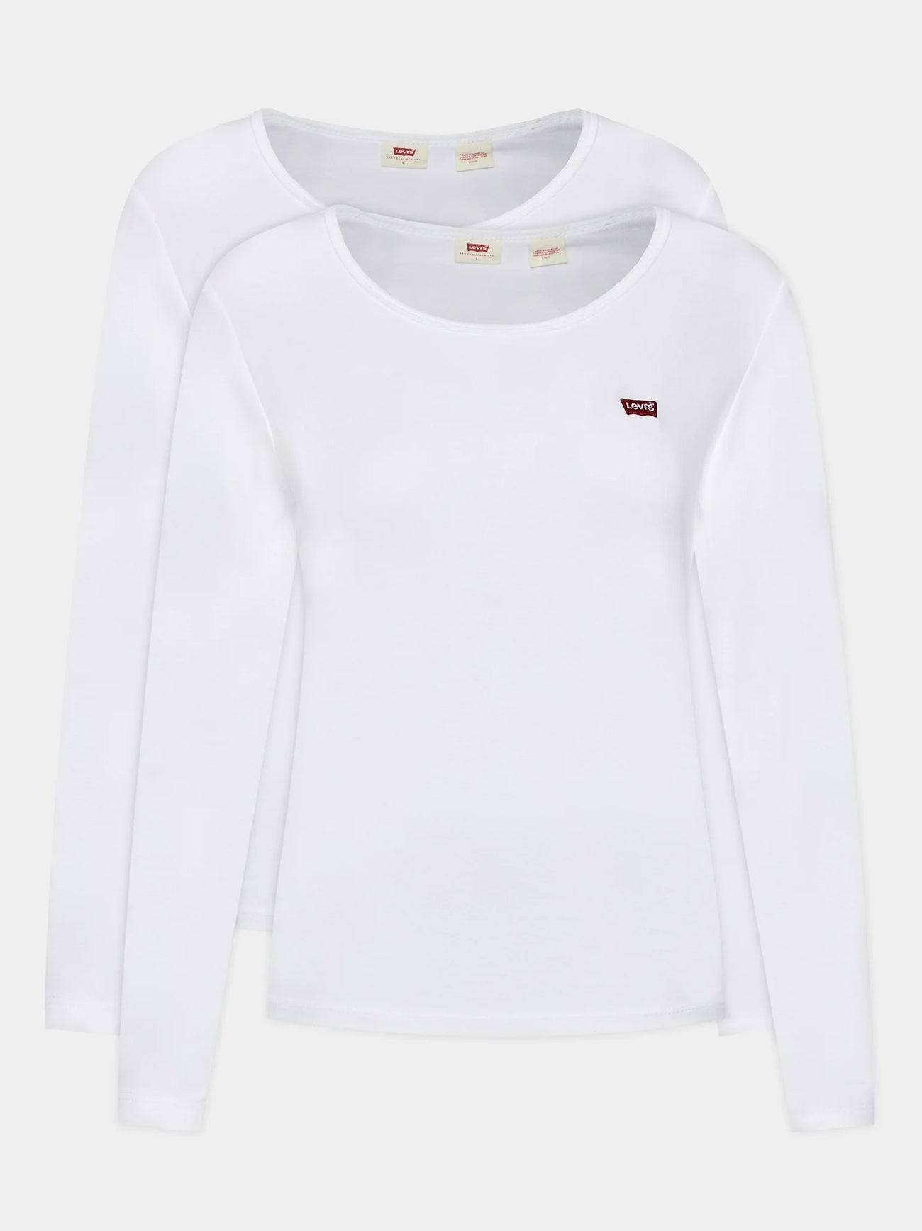 Womens White & White Long Sleeve 2 Pack T-Shirt