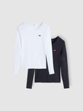 Womens Two Pack Tee Caviar White Long Sleeve 2 Pack T-Shirt