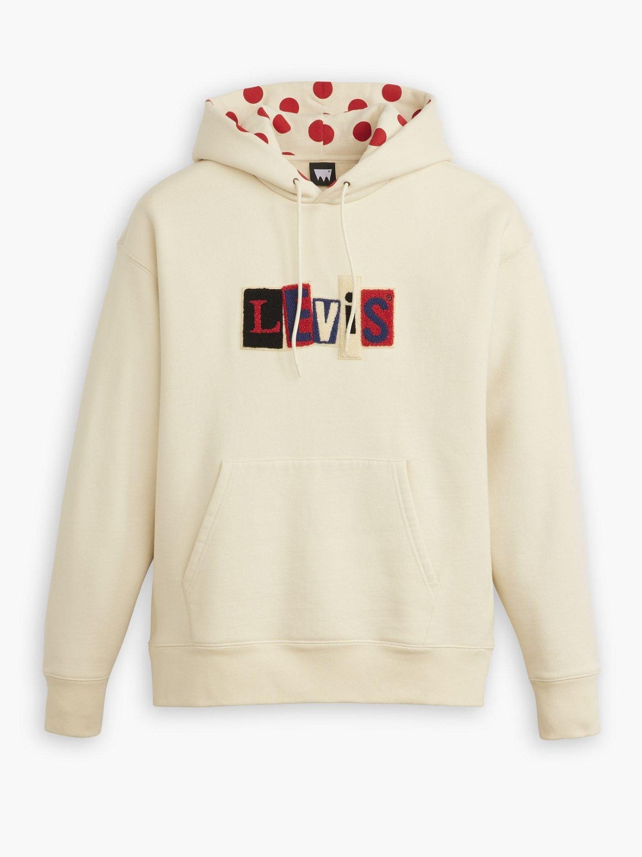 Mens Angora Dots Cream And Red Skate Hooded Sweat-Shirt Sweater