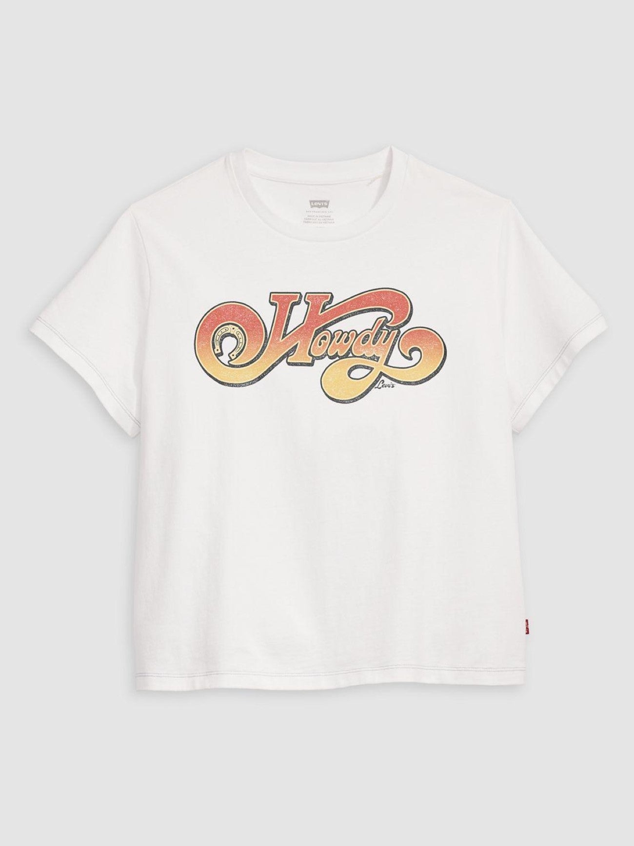 Womens Groovy Howdy Bright White Graphic Print Classic T-Shirt