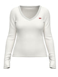 Womens White Long Sleeve -Neck Baby T-Shirt
