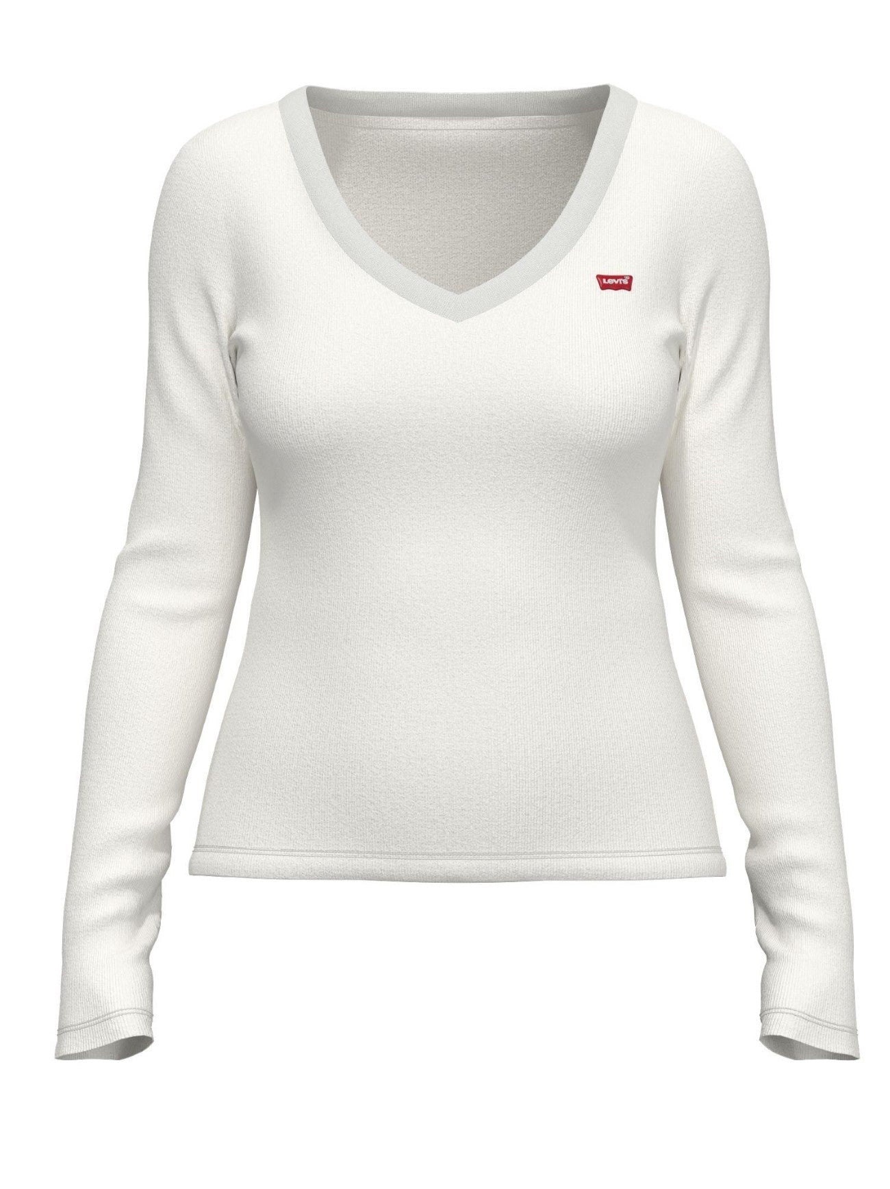 Womens White Long Sleeve -Neck Baby T-Shirt