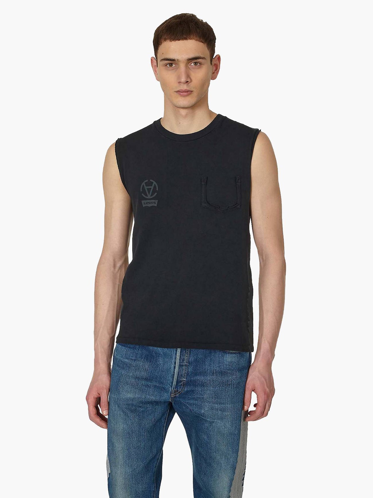 Mens Black 1950's Sportswear Tank Top