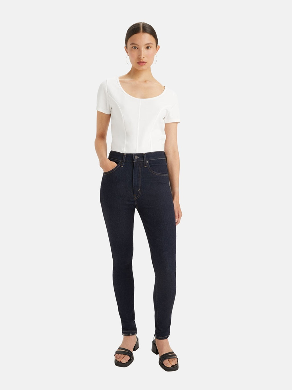 Womens Blue Wave Rinse Retro High Skinny Jean