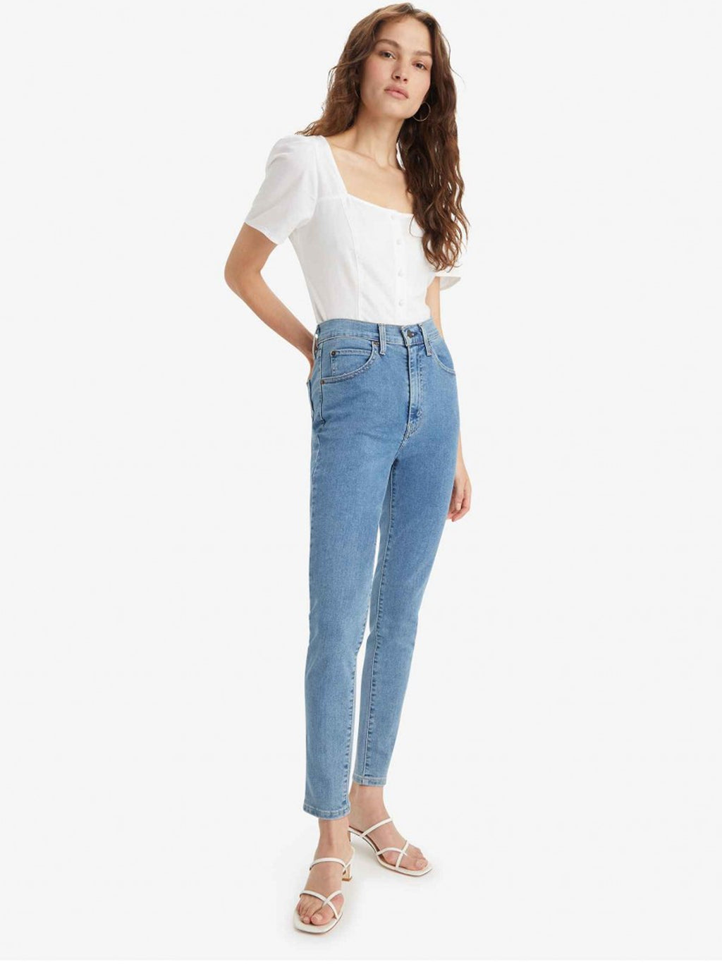 Womens Semi Sweet Blue Retro High Skinny Jean